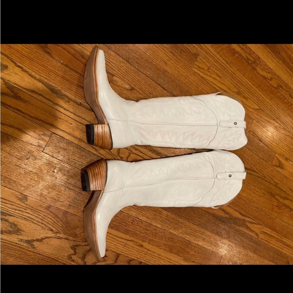 White leather over the knee leather western boots - Picture 1 of 2